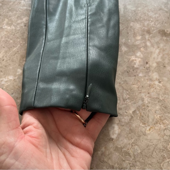 Zara green faux leather pants size small - Picture 8 of 10